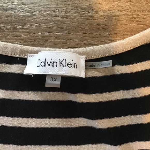CALVIN Klein Dress Size 3X Maxi Tank Striped Sleeveless Black Cream Sun Dress - Picture 6 of 8